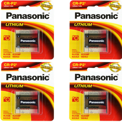 Panasonic CR-P2 Lithium Photo 6 Volt Battery, 4 Pack